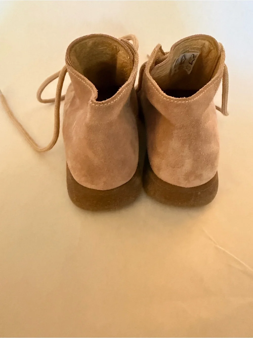 Children's Suede Lace-Up Boots in Light Pink